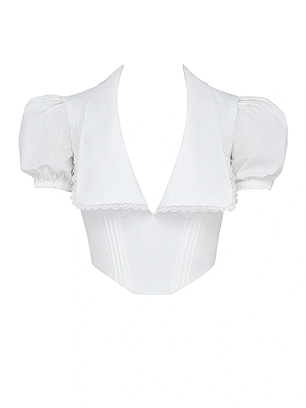 House of CB Augusta White Pin Tuck wide collar scalloped lace medium